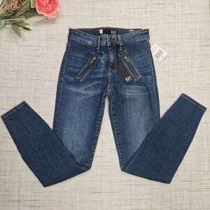 NWT KUT From The Kloth Connie Ankle Skinny Jeans Zipper Detail Dark Wash Size 00